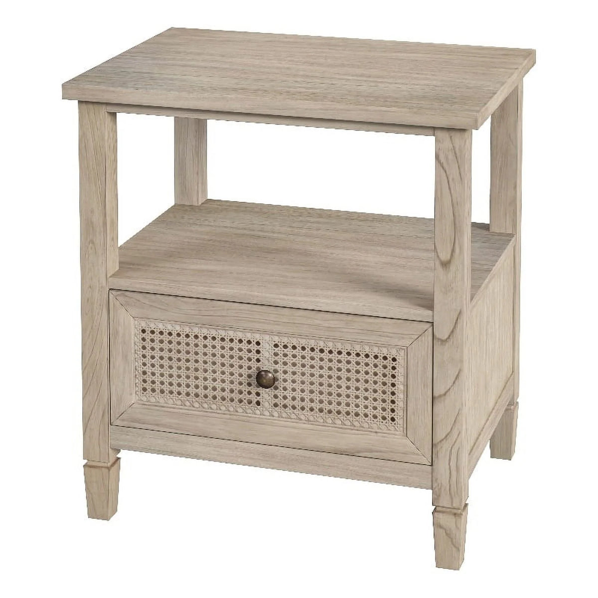 1 Drawer Cane and Wood Nightstand J8119