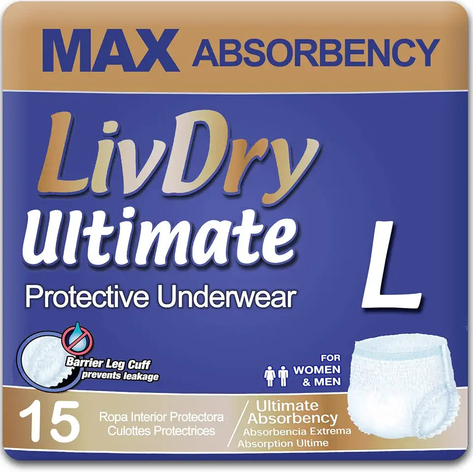 Large Ultimate Adult Incontinence Underwear, 15-Pack D128519