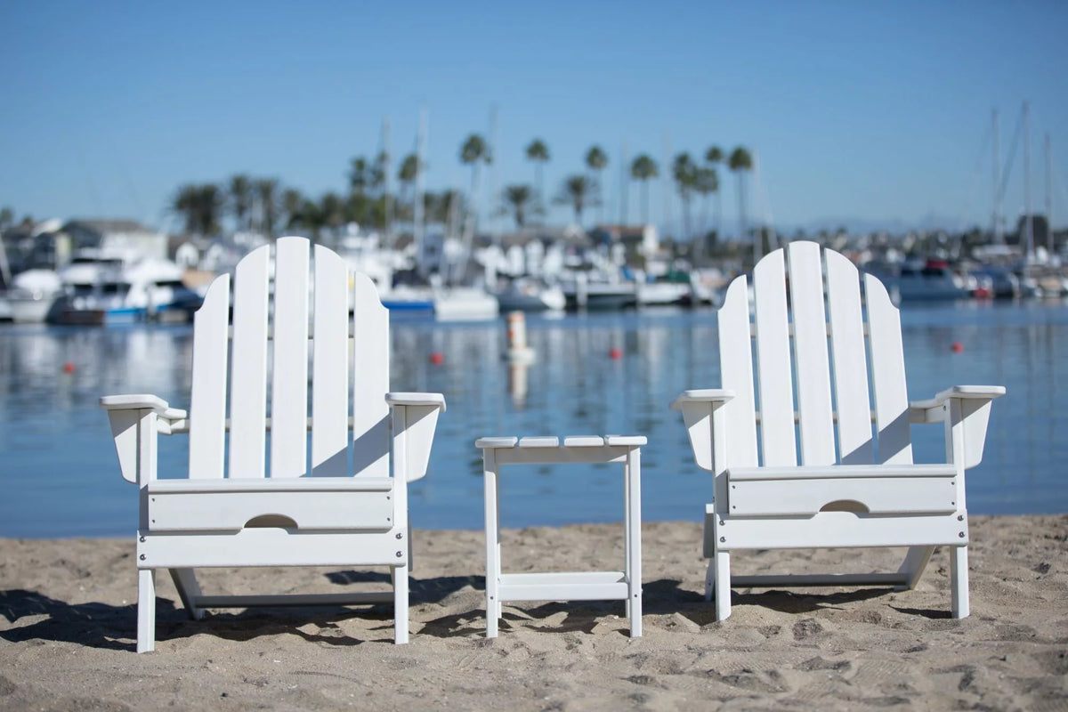 White Folding Adirondack Chair and Table Set U590805