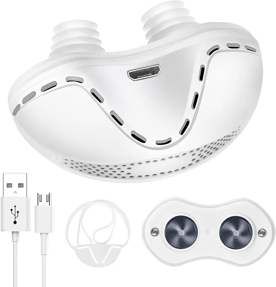 Anti Snore Devices, Electric Stop Snoring Solution Stopper, Mini Portable Anti Snoring Device, Adjustable Wind Speed Snoring Prevention Nasal Dilators for Men & Women Travel(White) E1820