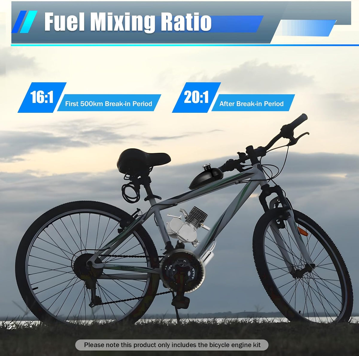 100cc 2 Stroke Motorized Bicycle Engine Kit with Air-Cooling Q490081