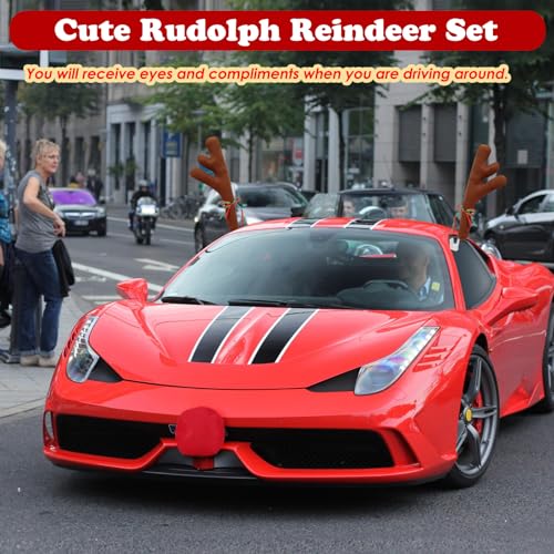 Car Reindeer Antler Kit Nose and Tail Christmas Decoration Set B379131