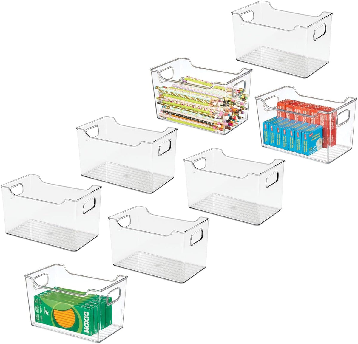 Clear 8 Pack Plastic Storage Container Bins with Handles K9607