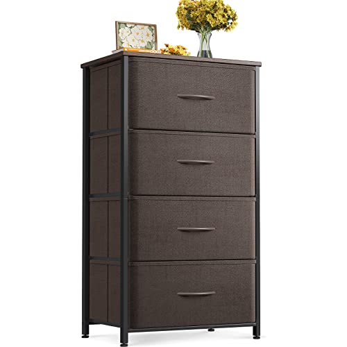 4 Drawer Dark Grey Dresser with Steel Frame and Wood Top G6711