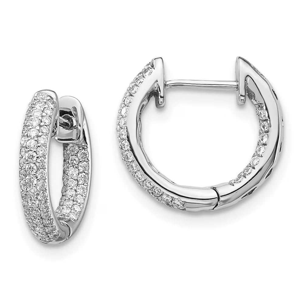 10k White Gold Diamond Hinged Hoop Earrings O606198