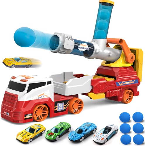 28" Truck Toys with 4 Race Cars & 6 Soft Foam Balls C498