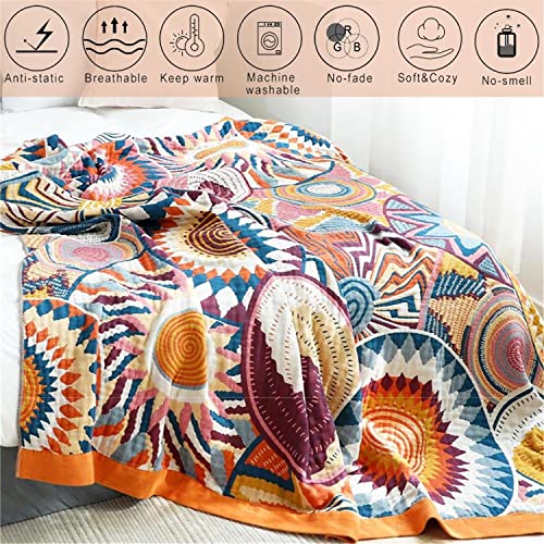 100% Cotton KnitWoven Throw Blanket 78''Wx 90''L F5056