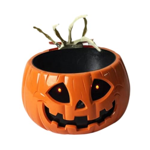 Animated Pumpkin Candy Bowl with Skeleton Hand E26533
