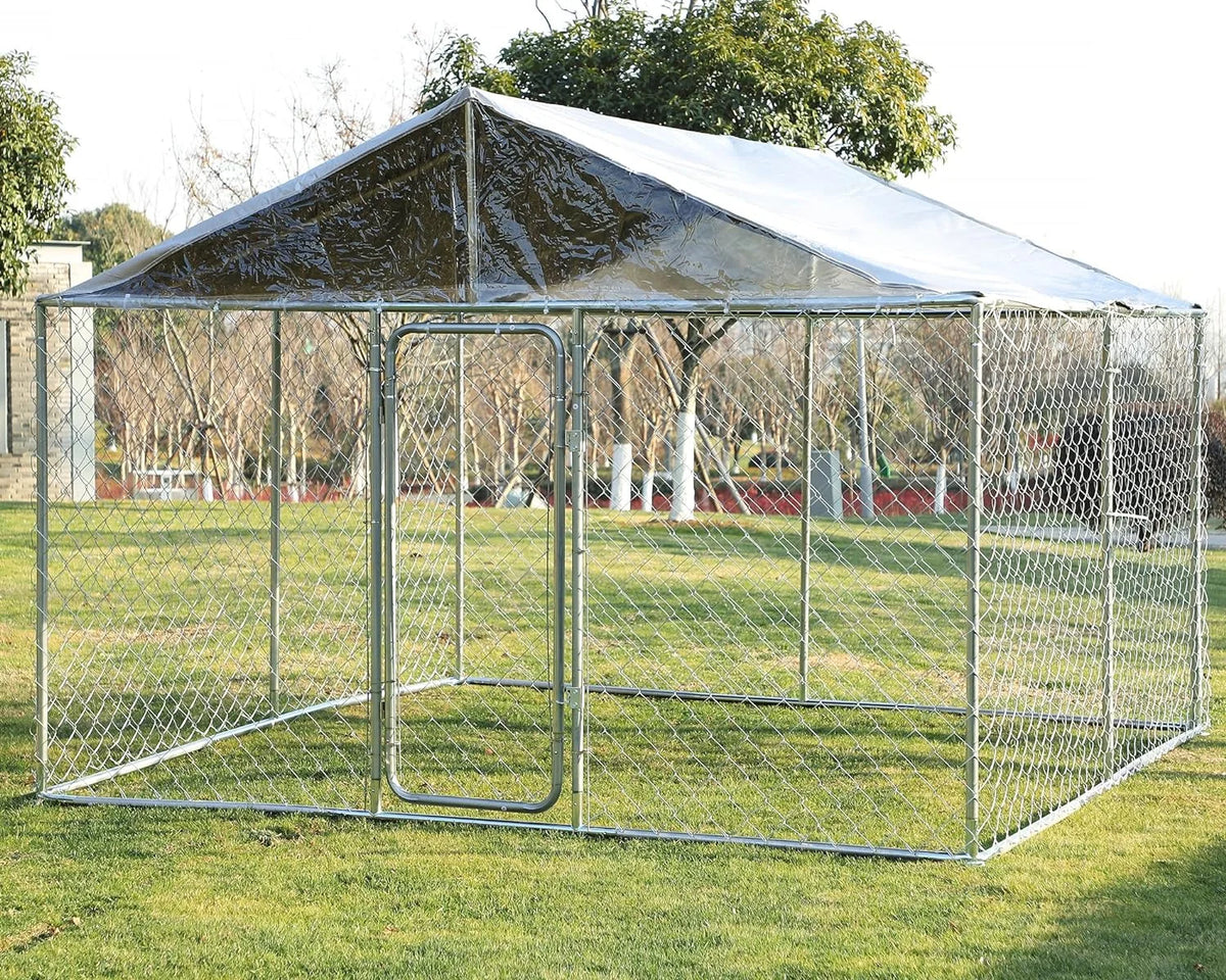 118'' L x 118'' W x 83'' H Galvanized Steel Dog Kennel with Lockable Door G2344