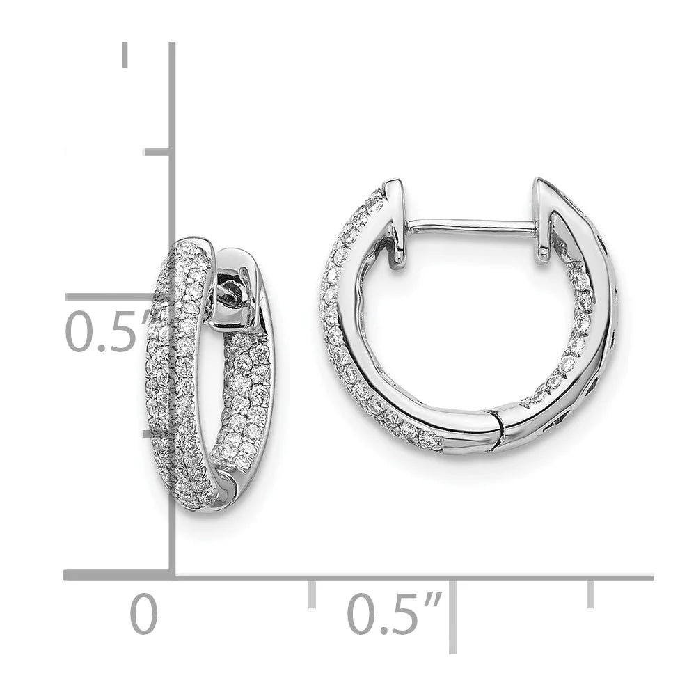 10k White Gold Diamond Hinged Hoop Earrings O606198