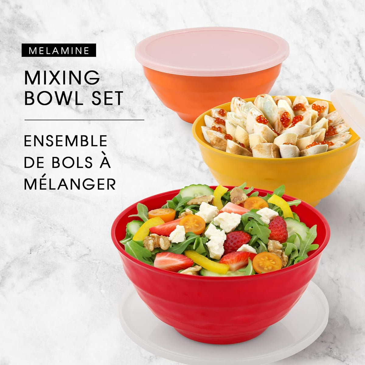 6 Piece Melamine Nesting Mixing Bowl Set with Lids V504