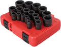 1/2 Inch Drive Impact Socket Set, 19-Piece, SAE, Cr-Mo Alloy Steel E811