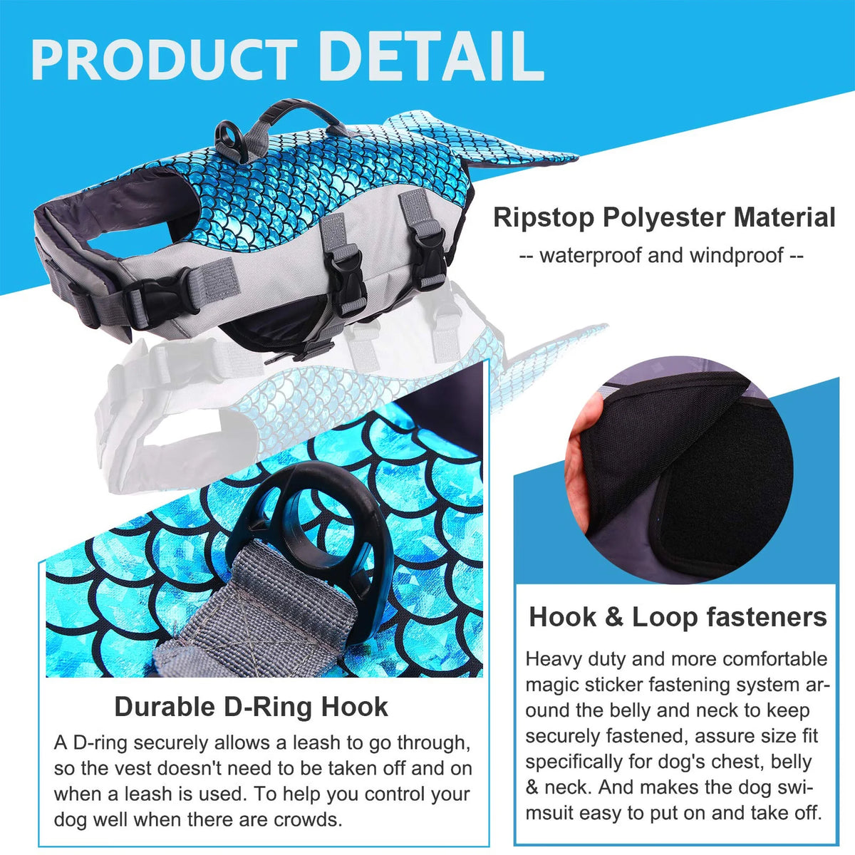 Reflective Adjustable Dog Life Jacket with Rescue Handle X400445