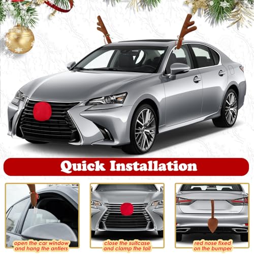 Car Reindeer Antler Kit Nose and Tail Christmas Decoration Set B379131
