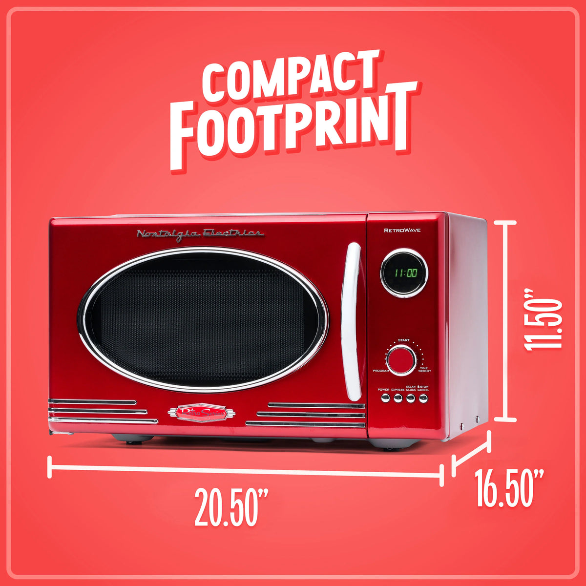 0.9 Cubic Foot 800-Watt Retro Red Countertop Microwave Oven M420