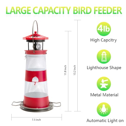 Solar Bird Feeder Hanging Outdoor Birdfeeder Waterproof LED Lights Z87593