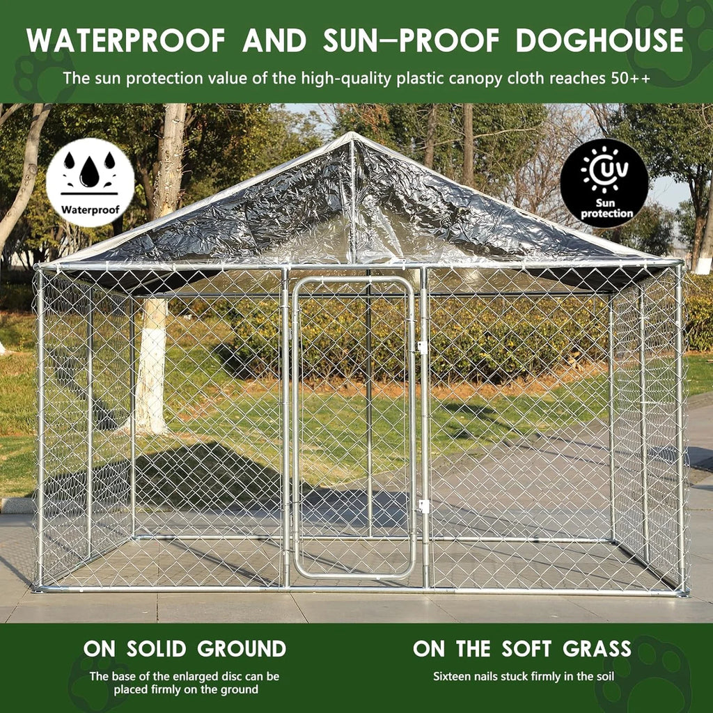 118'' L x 118'' W x 83'' H Galvanized Steel Dog Kennel with Lockable Door G2344