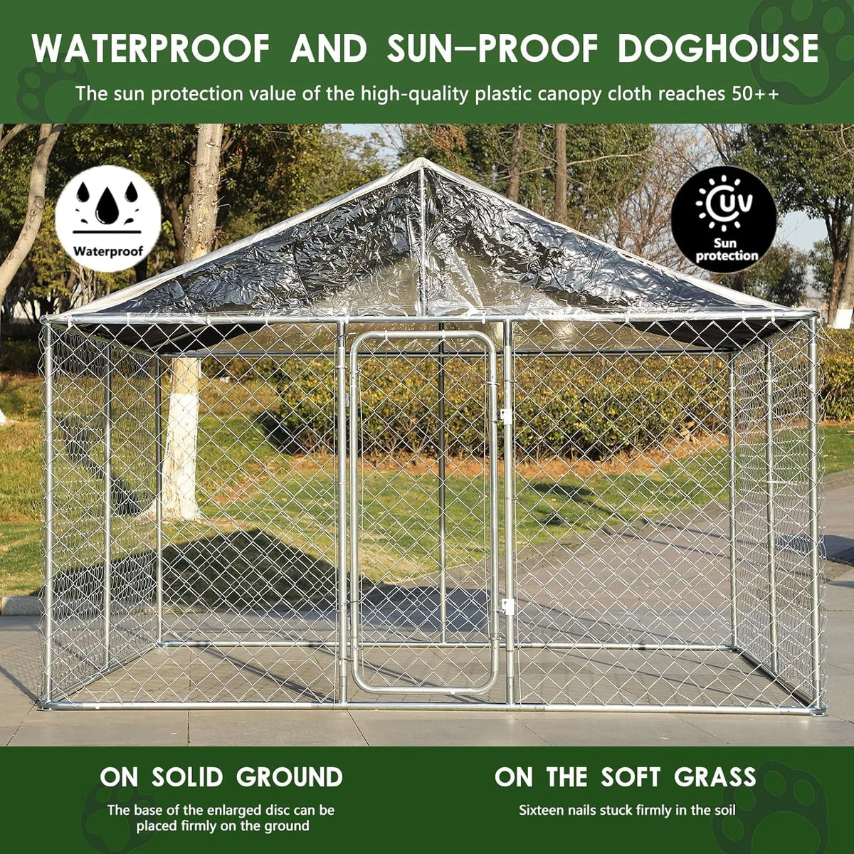 118'' L x 118'' W x 83'' H Galvanized Steel Dog Kennel with Lockable Door G2344