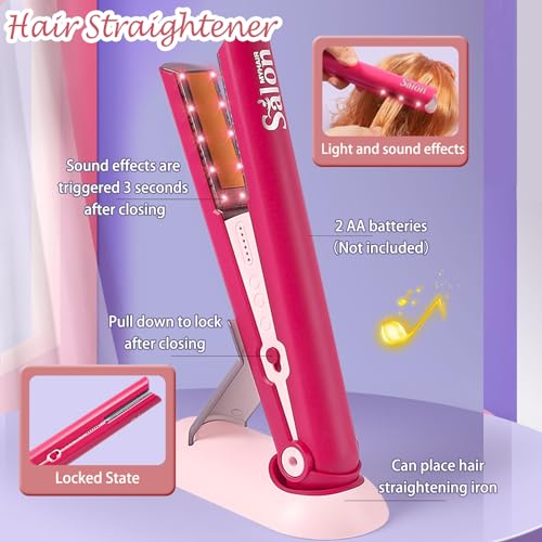 21Pcs Girls Hair Salon Toys with Barber Apron, Hair Dryer, Mirror, Scissors and Styling Accessories R1486
