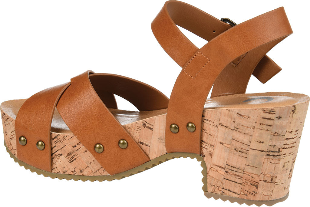 Tan Faux Leather Platform Sandal J25794
