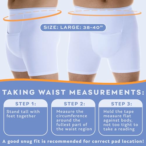 White Medium Waist 34-36" Reusable Leak Proof Boxer Brief P42031