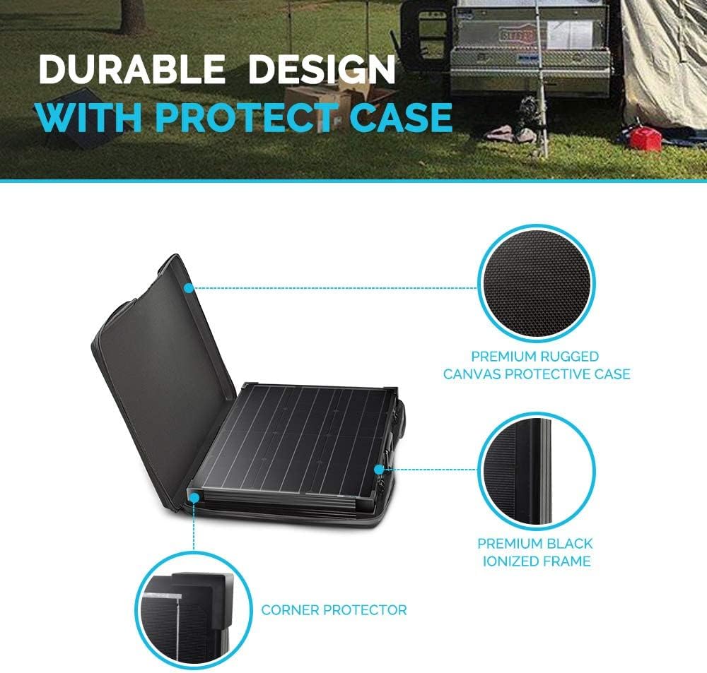 100 Watt 12 Volt Monocrystalline Portable Foldable Solar Panel Suitcase with Waterproof 20A Charger Controller Q5377