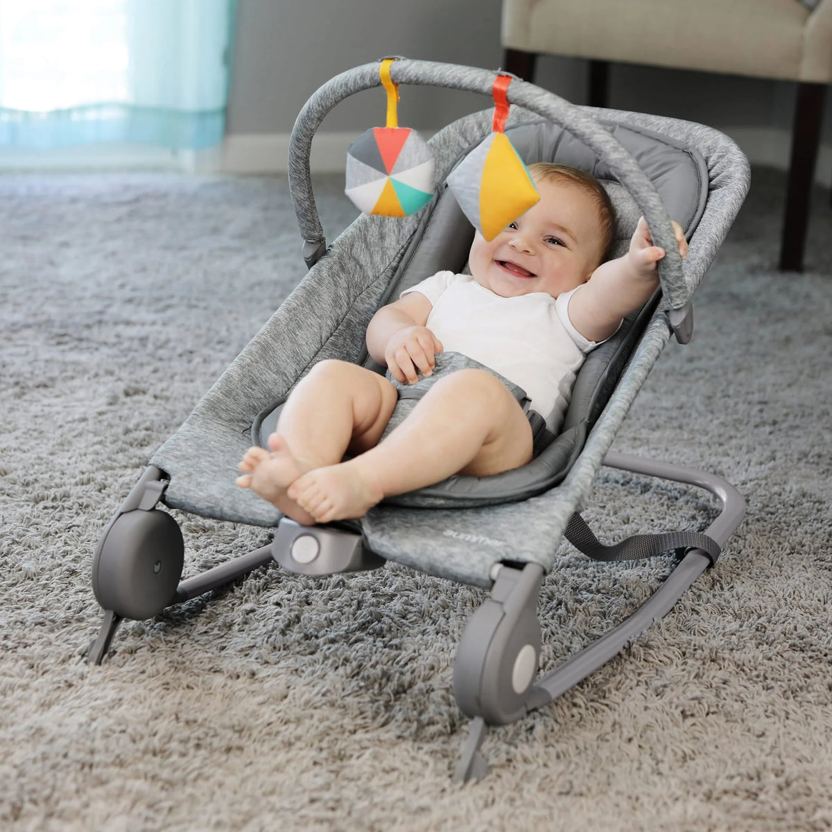 2-in-1 Baby Bouncer & Rocker, Light Gray Tweed W192
