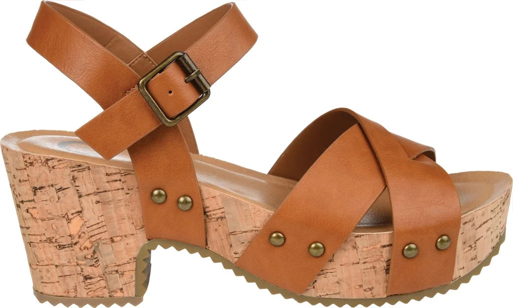 Tan Faux Leather Platform Sandal J25794