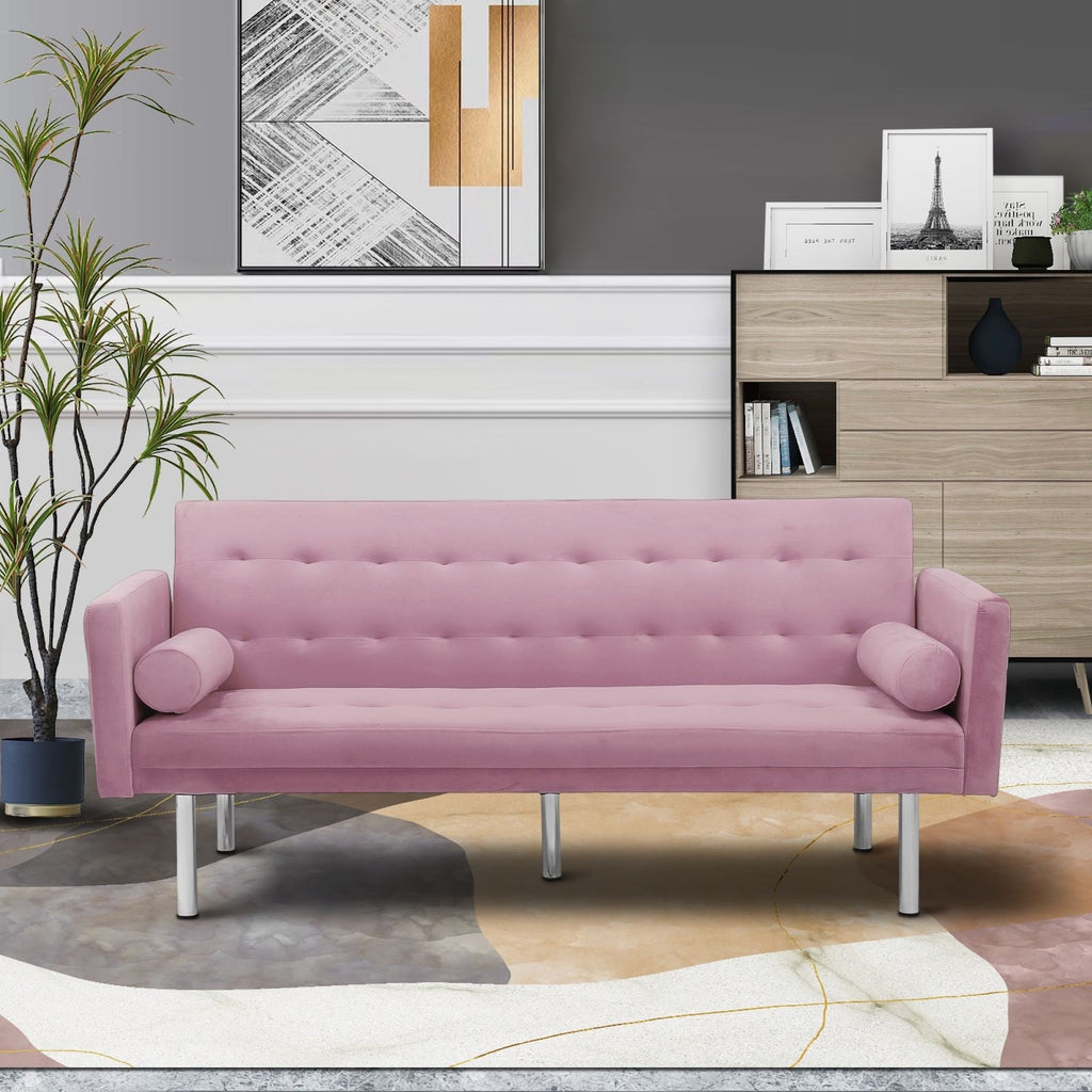 Pink Velvet Convertible Sofa Sleeper Sofa L804812