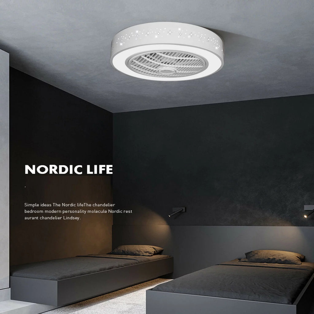 Round LED Ceiling Fan Light Lamp 3 Speed Dimmable U883