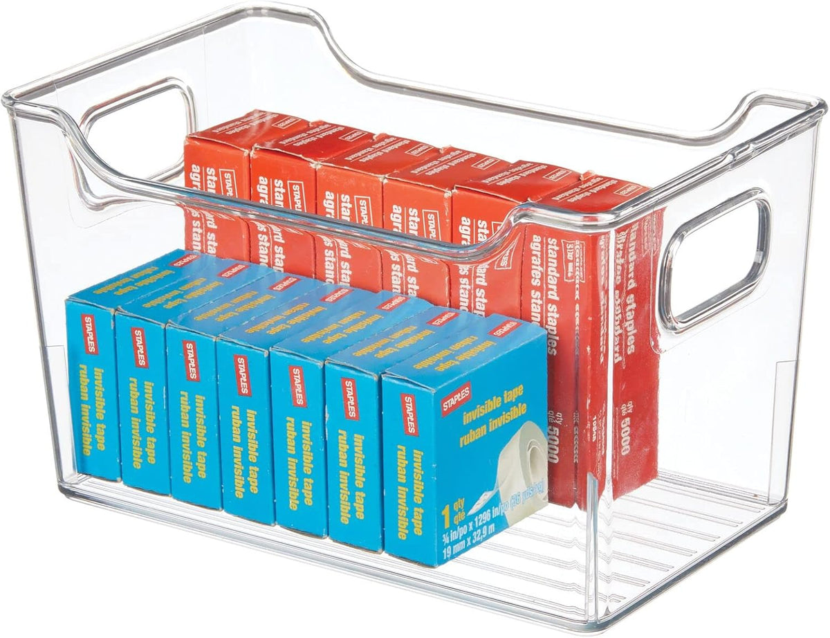 Clear 8 Pack Plastic Storage Container Bins with Handles K9607