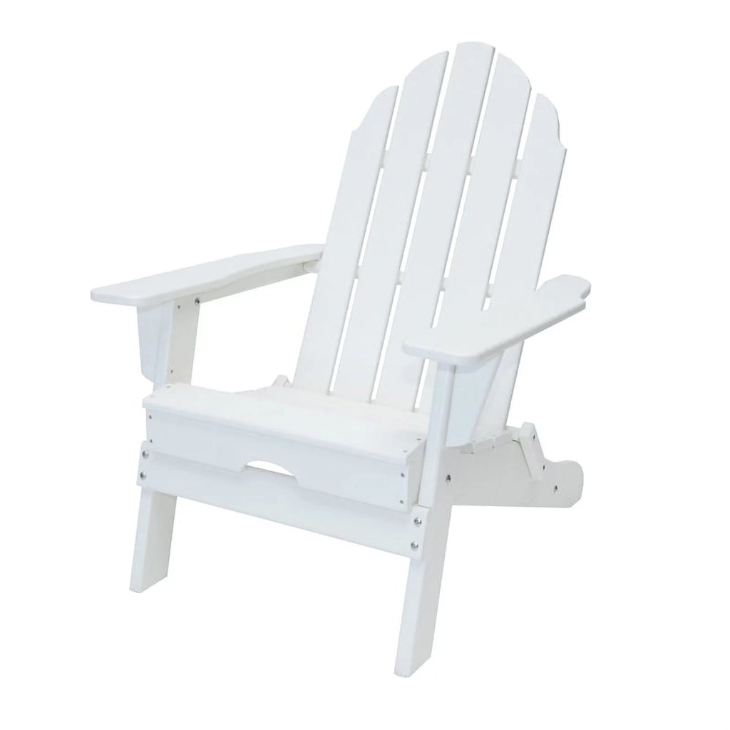 White Folding Adirondack Chair and Table Set U590805