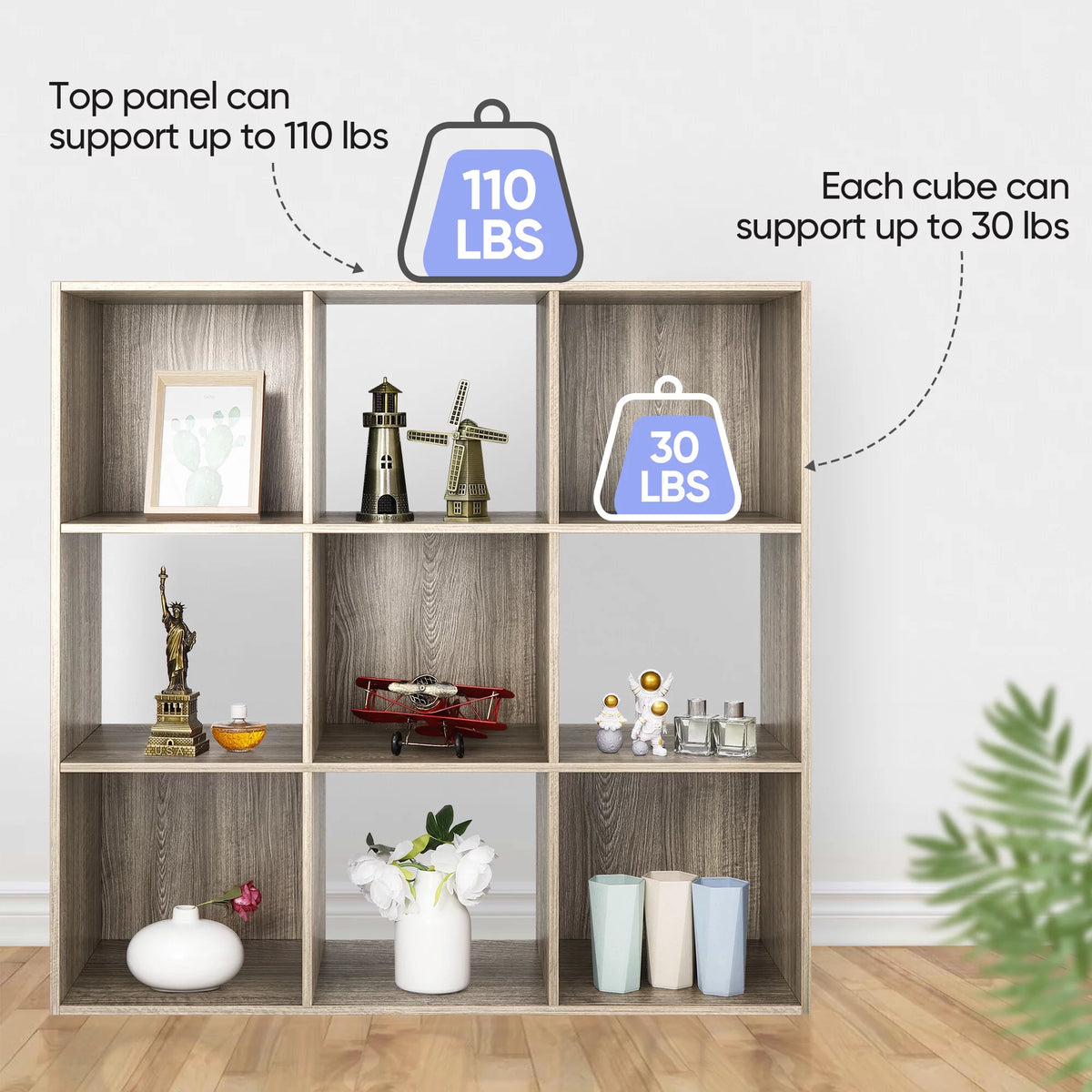 3-Tier 9 Cube Storage Organizer Wood Bookcase Bookshelf Black S323