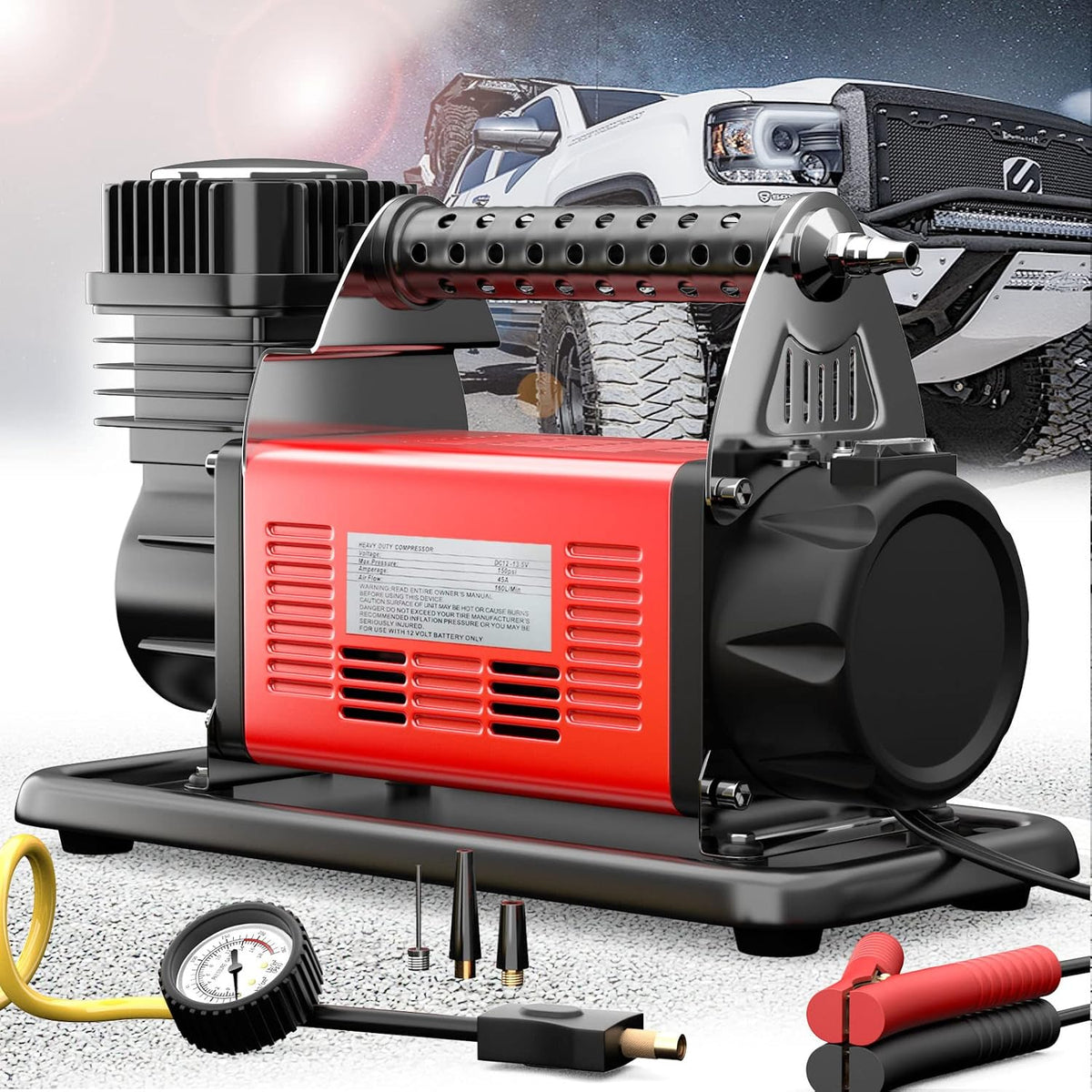12V Portable Air Compressor, 5.65CFM Truck Tires Inflator, 150PSI Air Pump F991757
