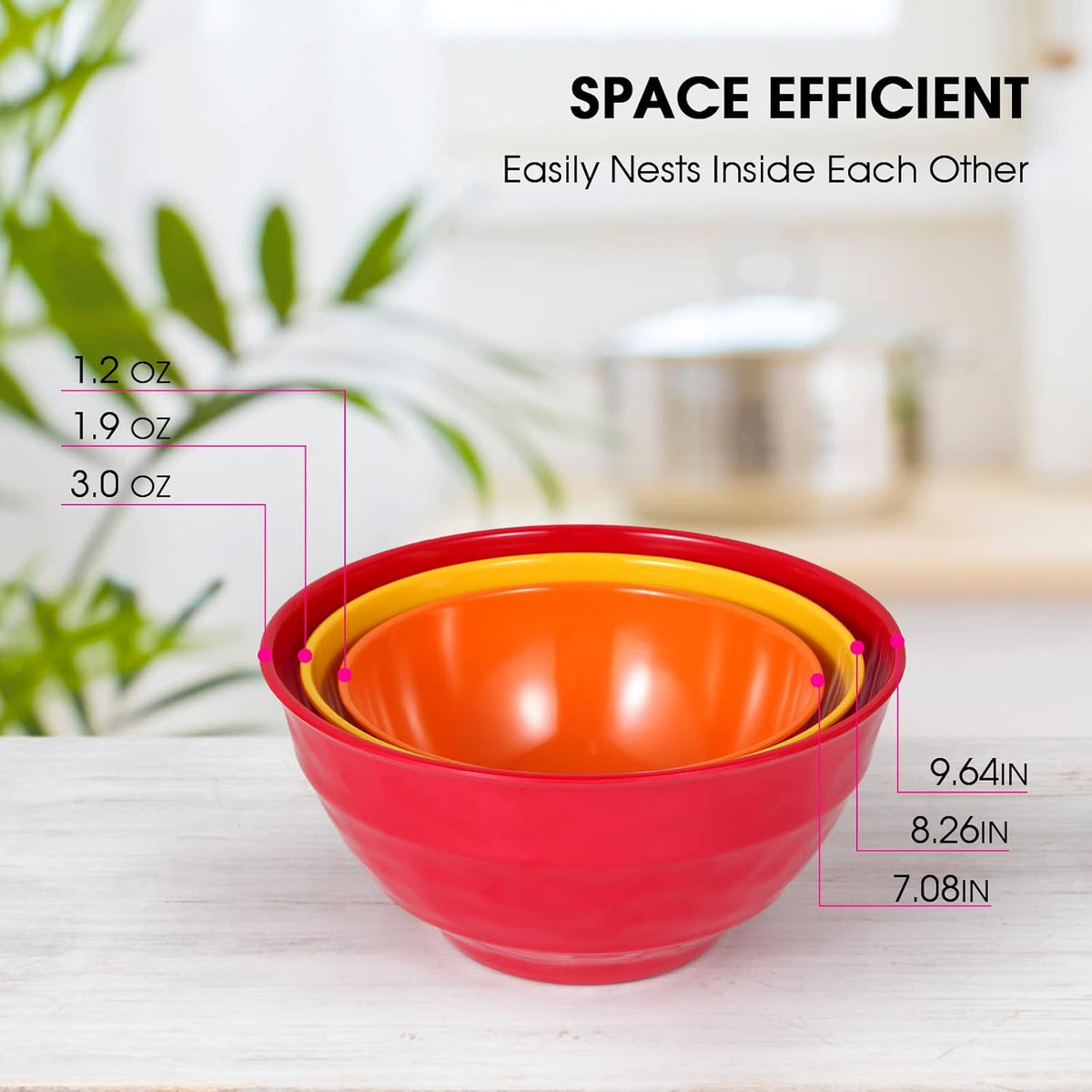 6 Piece Melamine Nesting Mixing Bowl Set with Lids V504