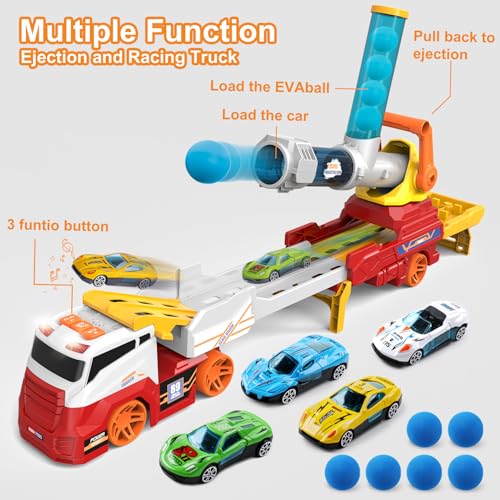 28" Truck Toys with 4 Race Cars & 6 Soft Foam Balls C498