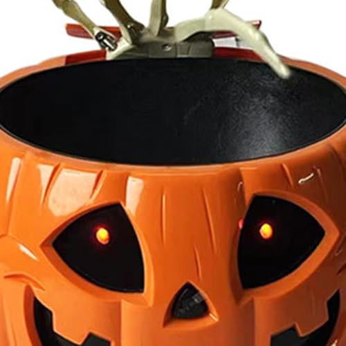 Animated Pumpkin Candy Bowl with Skeleton Hand E26533