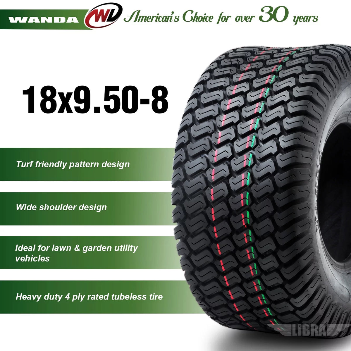 2 New 18x9.50-8 Turf Tires B5189