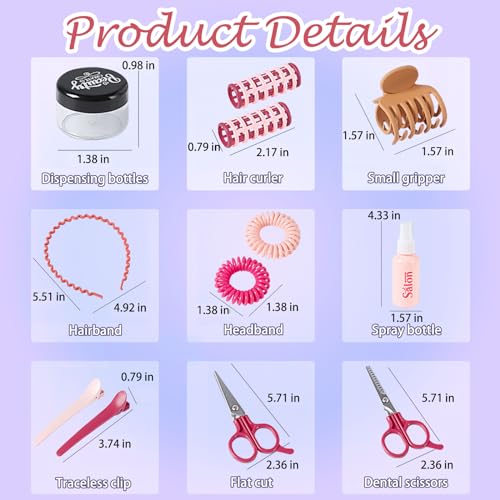 21Pcs Girls Hair Salon Toys with Barber Apron, Hair Dryer, Mirror, Scissors and Styling Accessories R1486