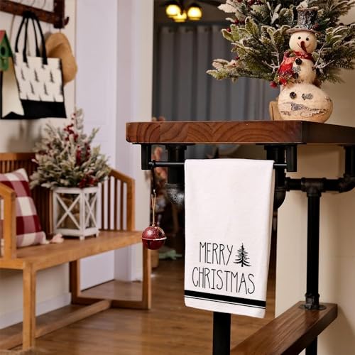 Christmas Kitchen Towels Set of 2 Black Xmas Tree Dish Towels 18x26 Inch L5609
