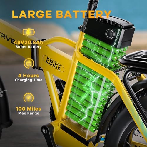 1000W Folding Electric Bike 48V 20.8AH Removable Battery 20" Fat Tire H838