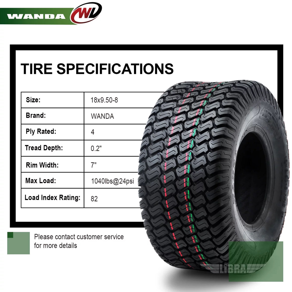 2 New 18x9.50-8 Turf Tires B5189