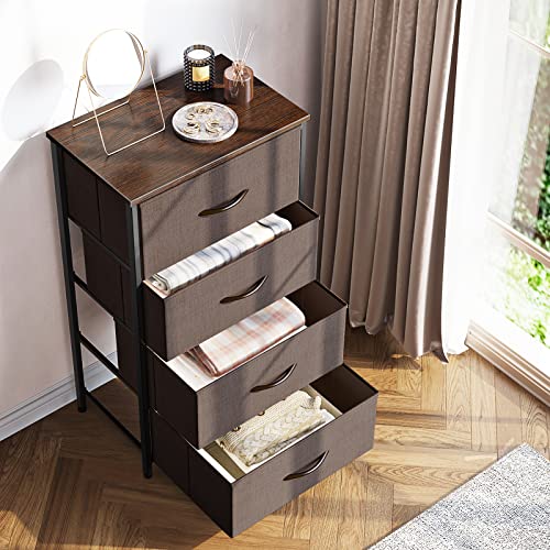 4 Drawer Dark Grey Dresser with Steel Frame and Wood Top G6711