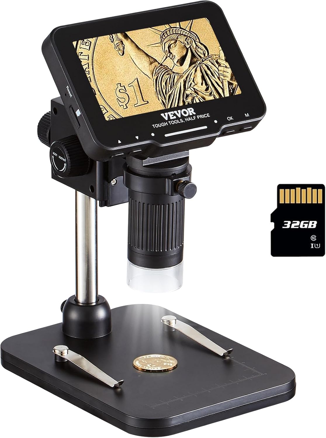 4.3" IPS Screen 50X-1000X Magnification LCD Digital Microscope with 8 LED Lights and 32GB SD Card Q71996