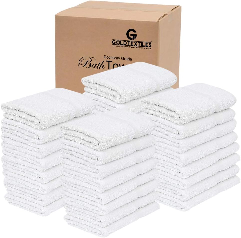 120 Pcs White Cotton Blend Bath Towel 24x48 Inch V338