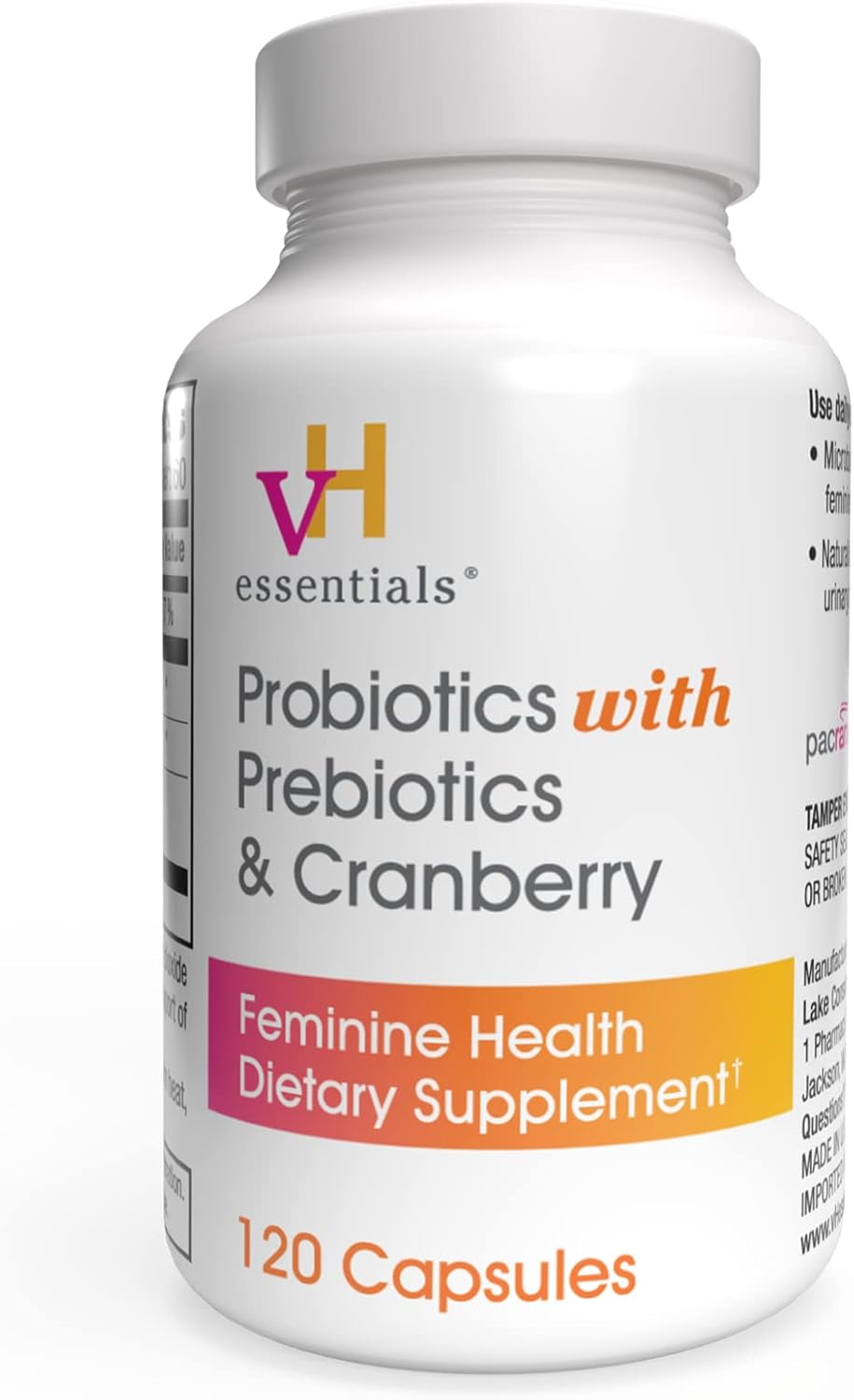 120 Capsules Probiotics with Prebiotics and Cranberry Supplement V2282