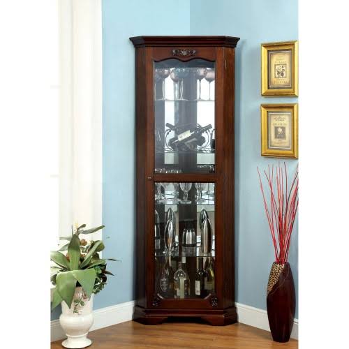 Walnut 5-Shelf Corner Curio Cabinet C3711