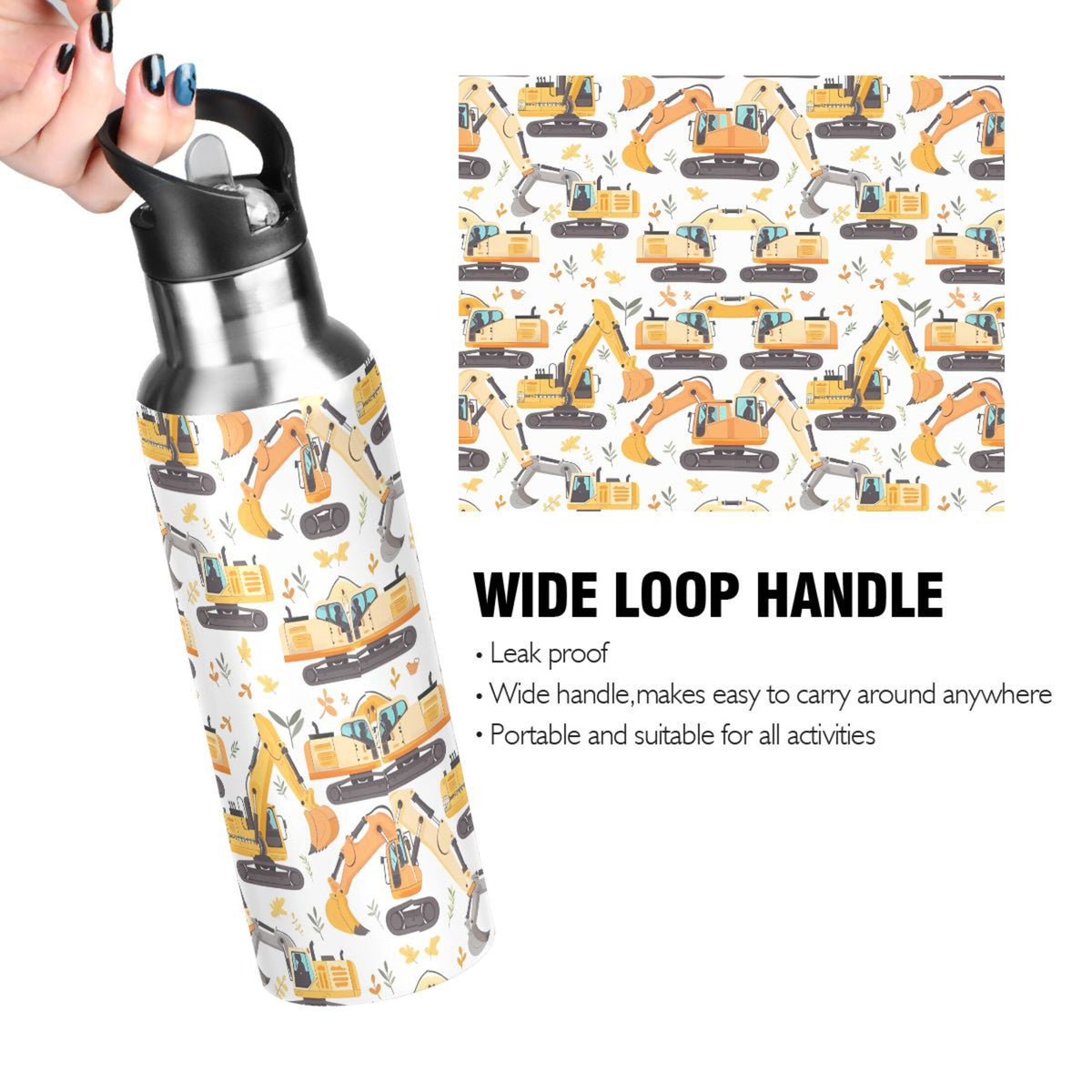 20 oz Insulated Stainless Steel Kids Water Bottle with Straw Lid P683