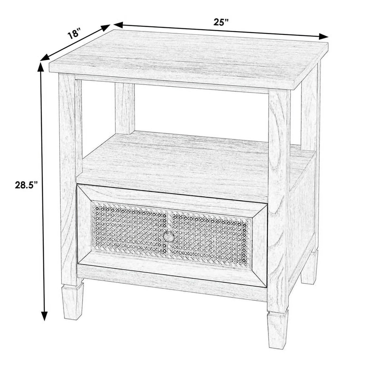 1 Drawer Cane and Wood Nightstand J8119