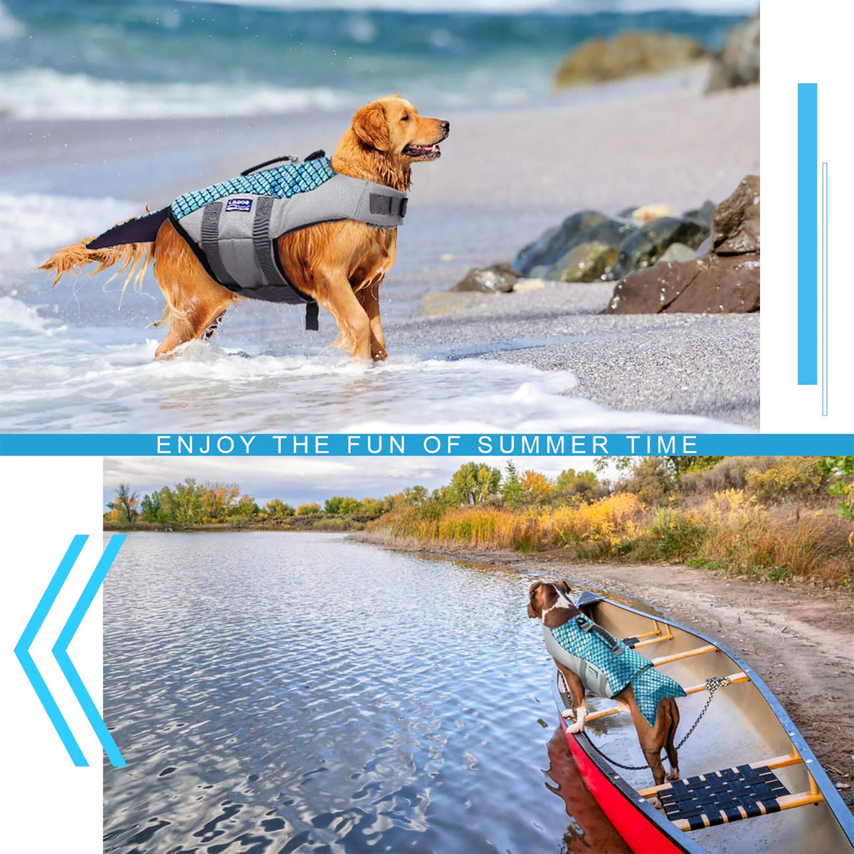 Reflective Adjustable Dog Life Jacket with Rescue Handle X400445